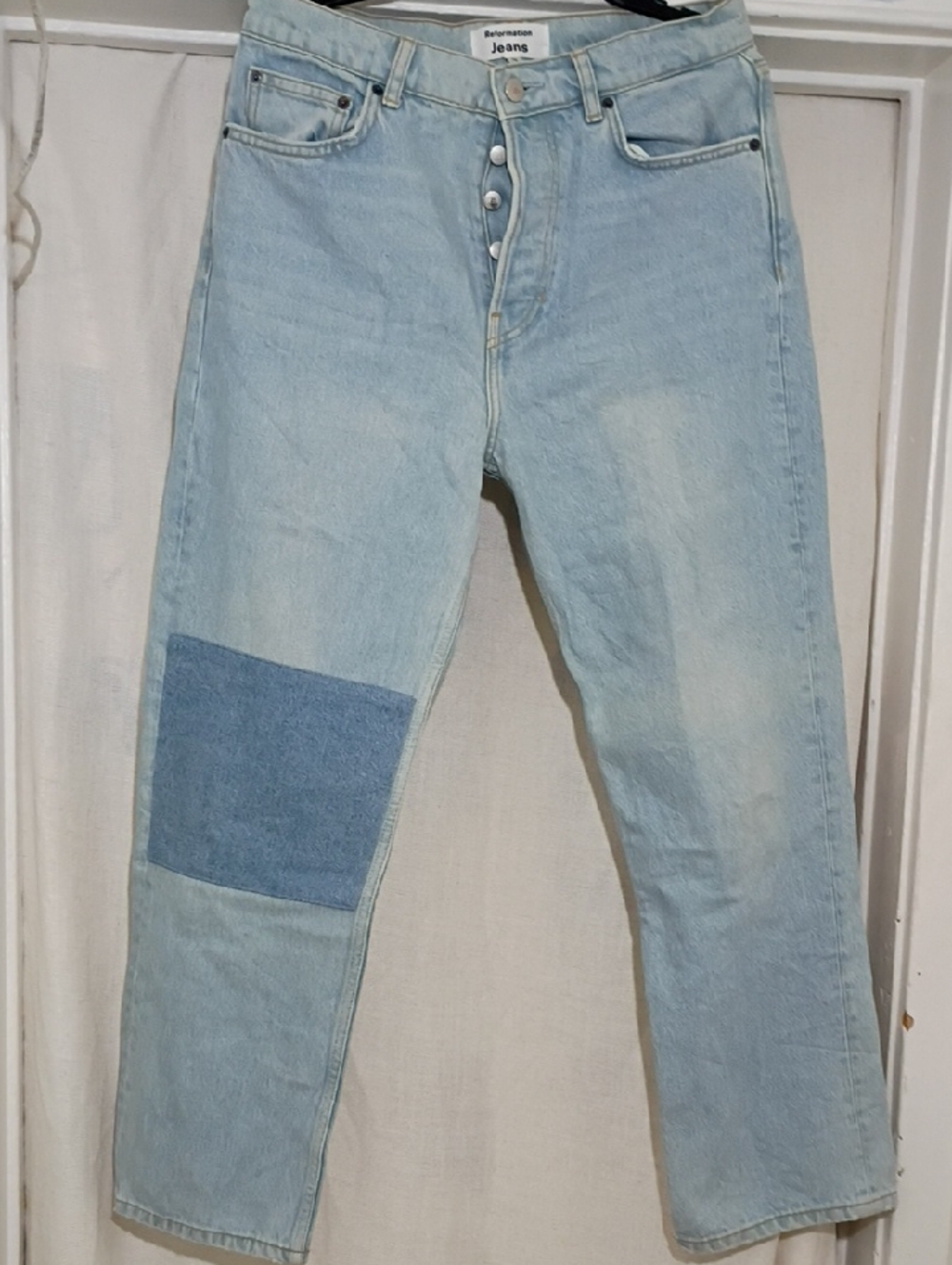 Reformation Light Blue Button-Fly Jeans